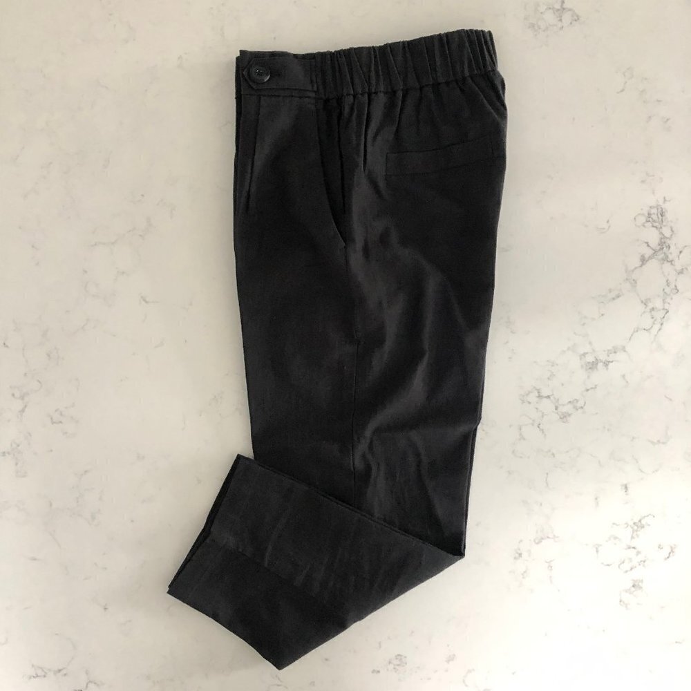 Compagna Linen Blend Pull-On High Rise Cropped Pants Black Sz XS NWOT